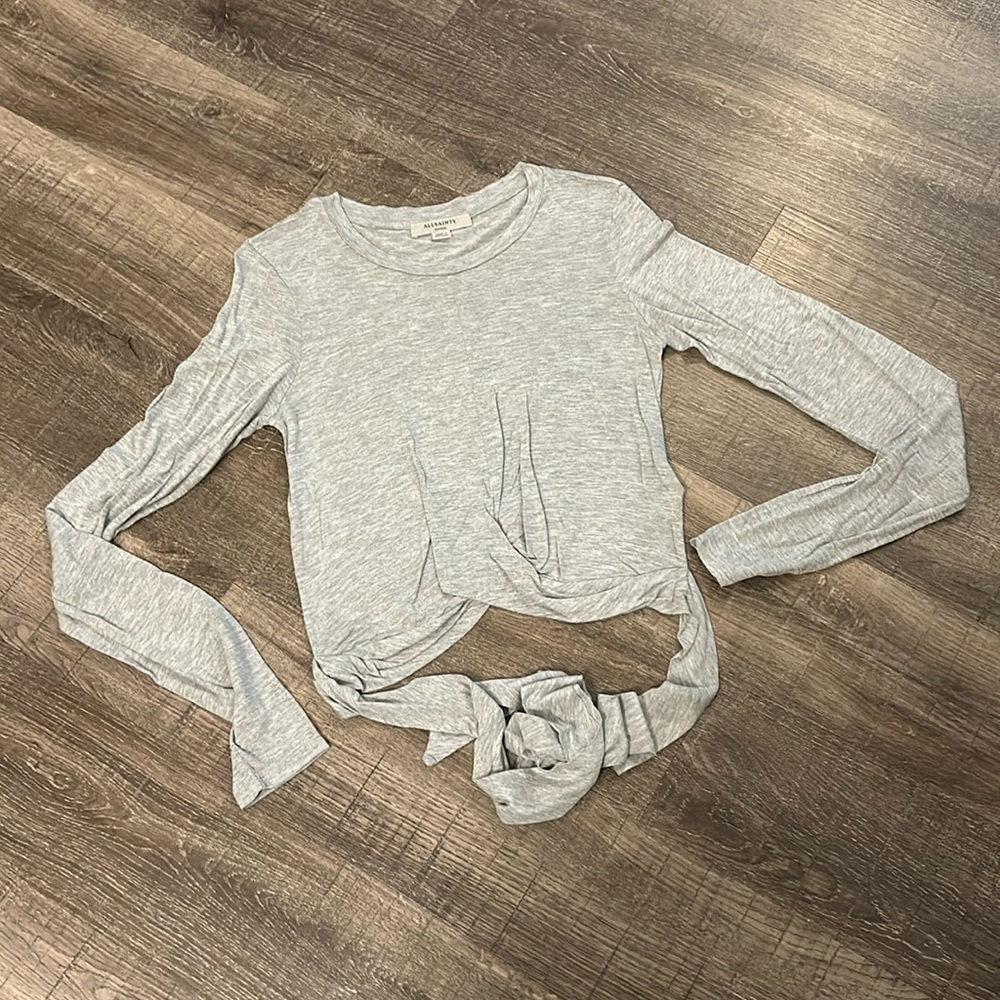 AllSaints Cropped Tie around Shirt